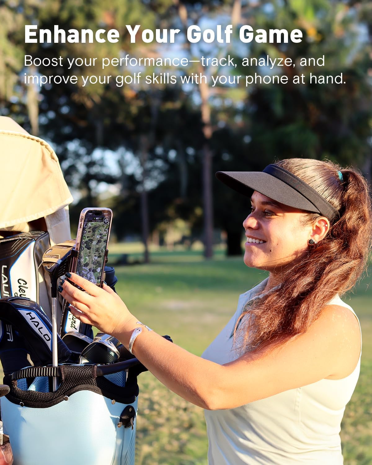 OAK & IRON Premium Magnetic Golf Phone Holder - Universal Fit,Versatile Capture & Easy Access for All Smartphones-Black
